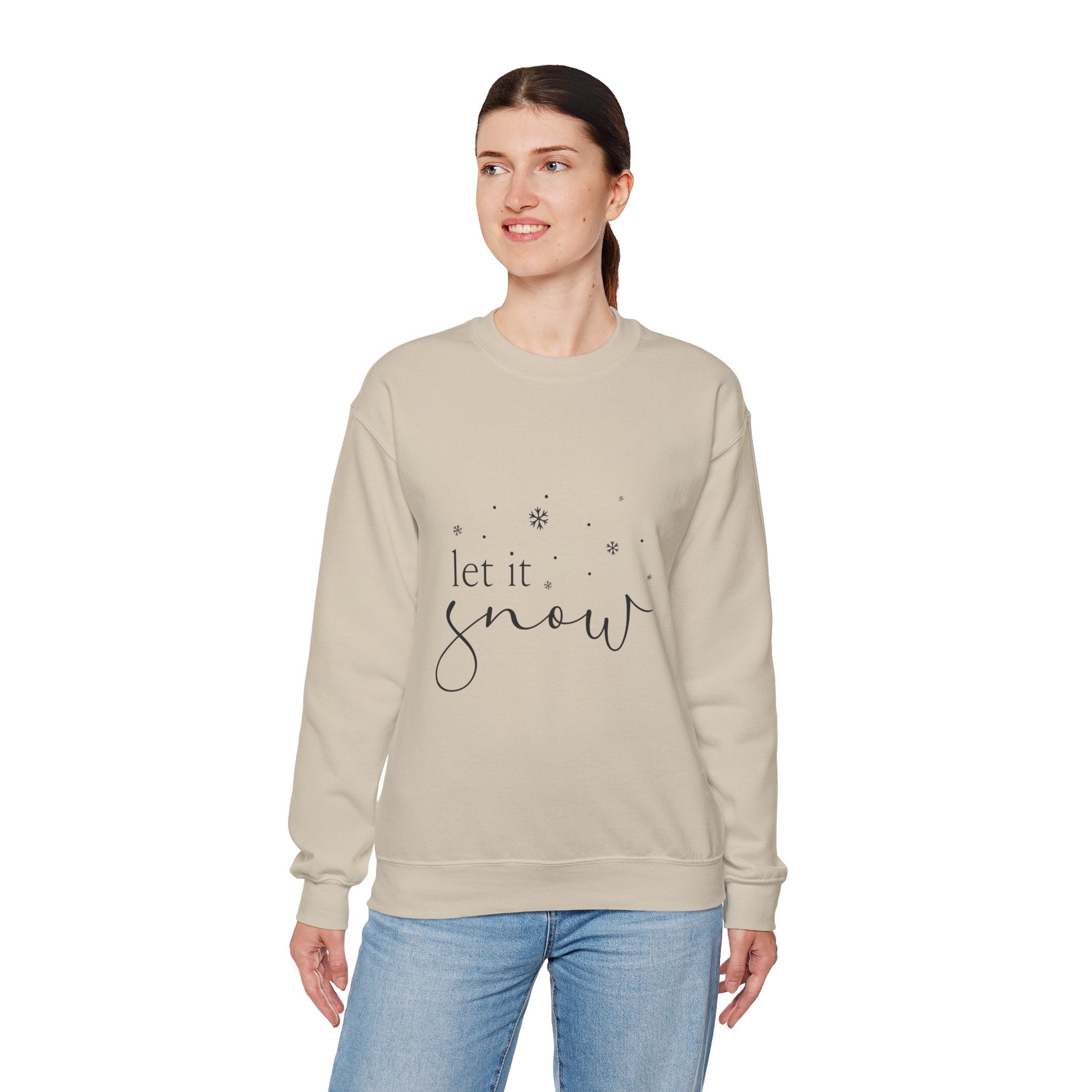Let It Snow Sweatshirt - Minimal Holiday Design with Snowflakes