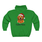 Custom Dog Zip Hoodie – Personalized Golden Retriever Holiday Sweatshirt with Name