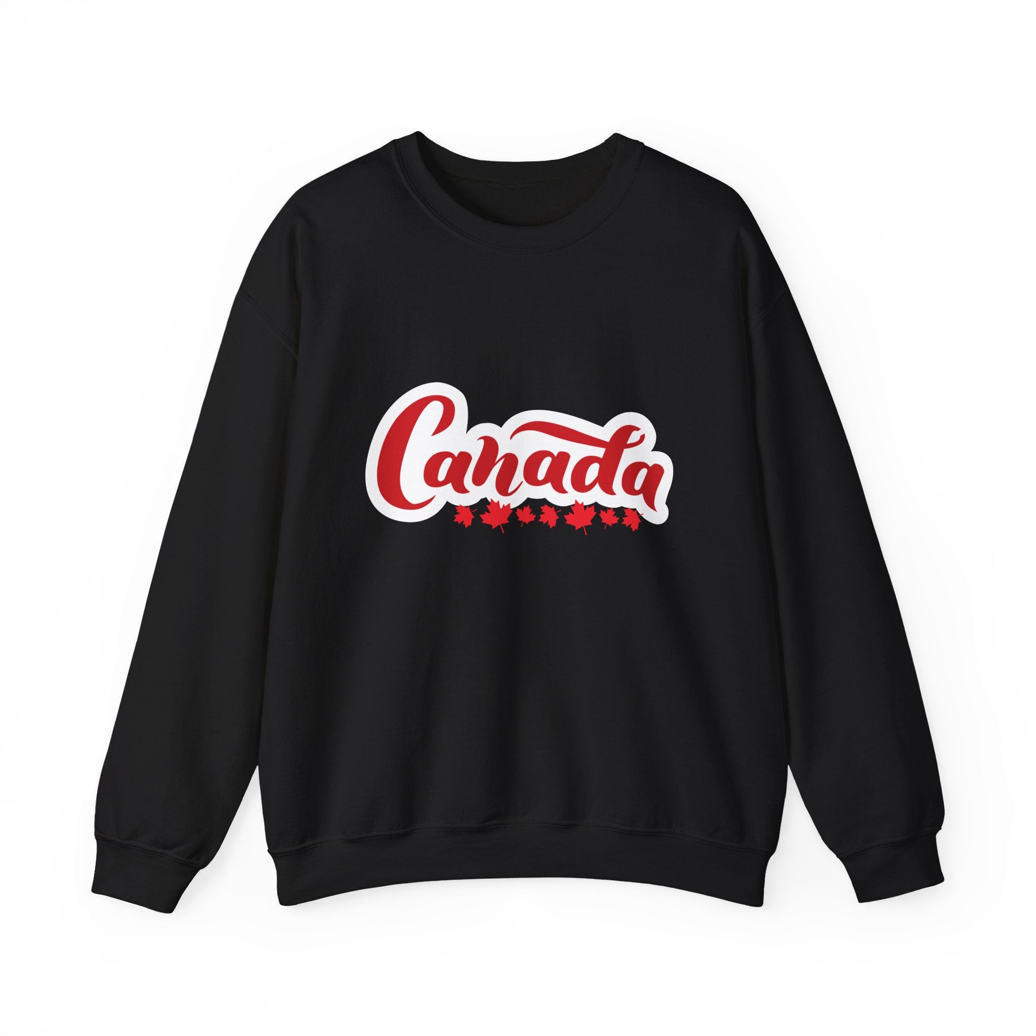Canada Script Crewneck Sweatshirt – Red Maple Leaf Graphic Unisex Sweatshirt