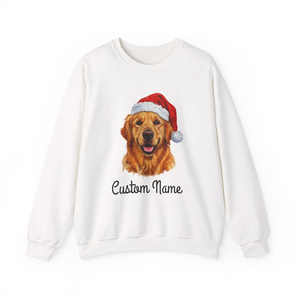 Custom Dog Zip Sweatshirt – Personalized Golden Retriever Holiday Sweatshirt with Name