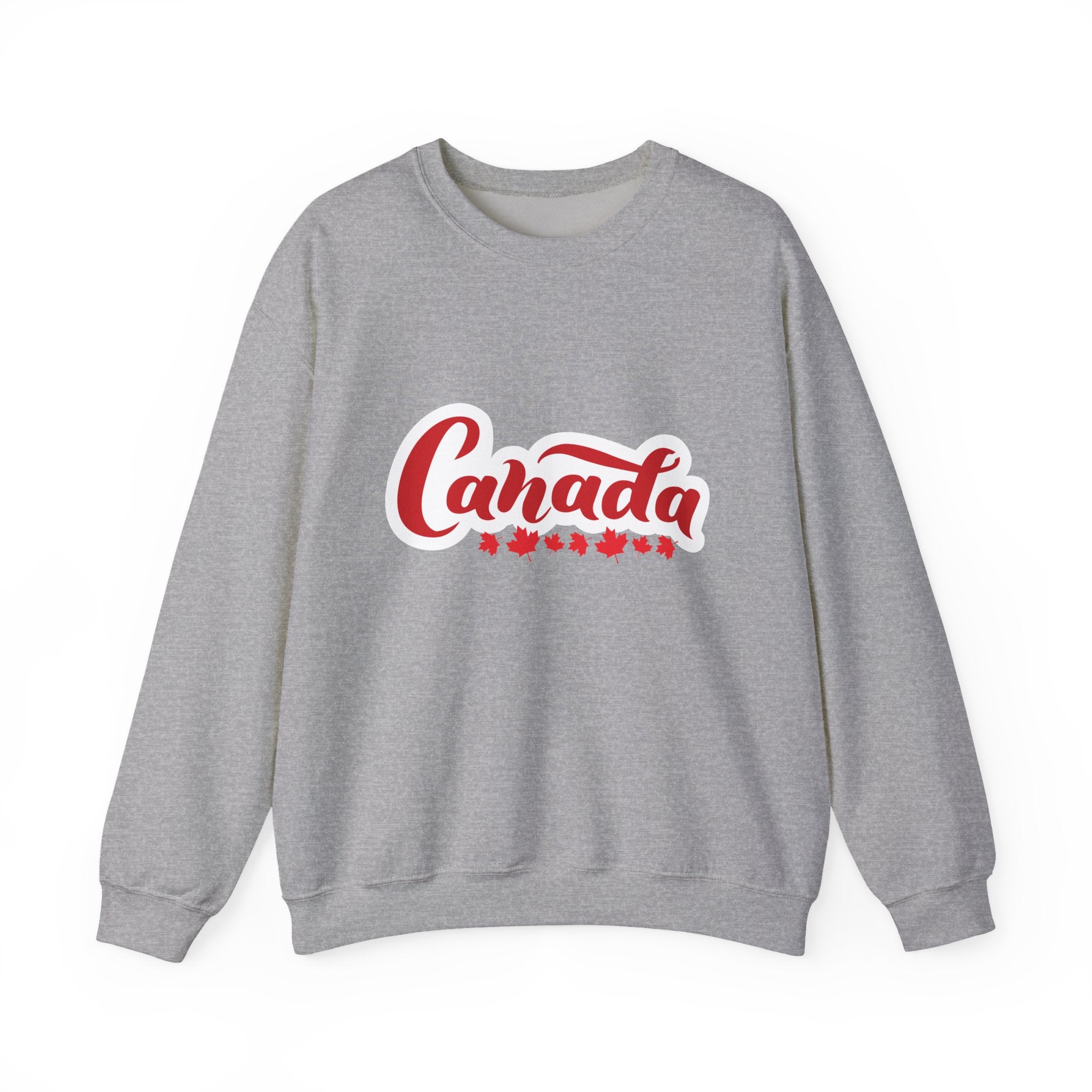 Canada Script Crewneck Sweatshirt – Red Maple Leaf Graphic Unisex Sweatshirt