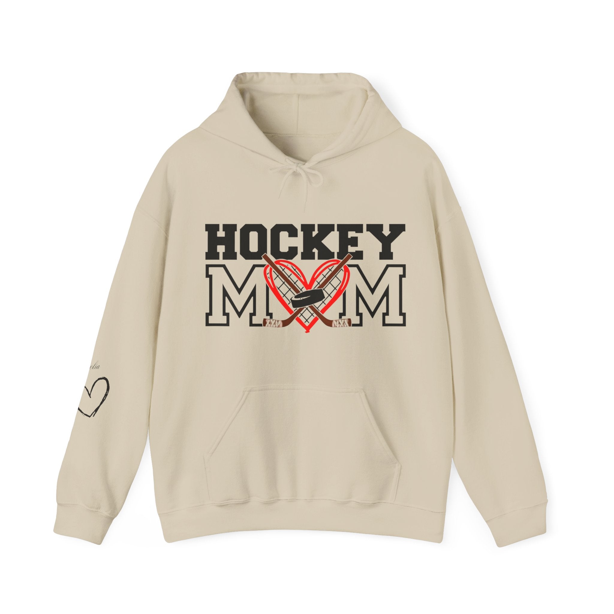 Personalized Hockey Mom Hoodie – Heart & Crossed Sticks Pullover