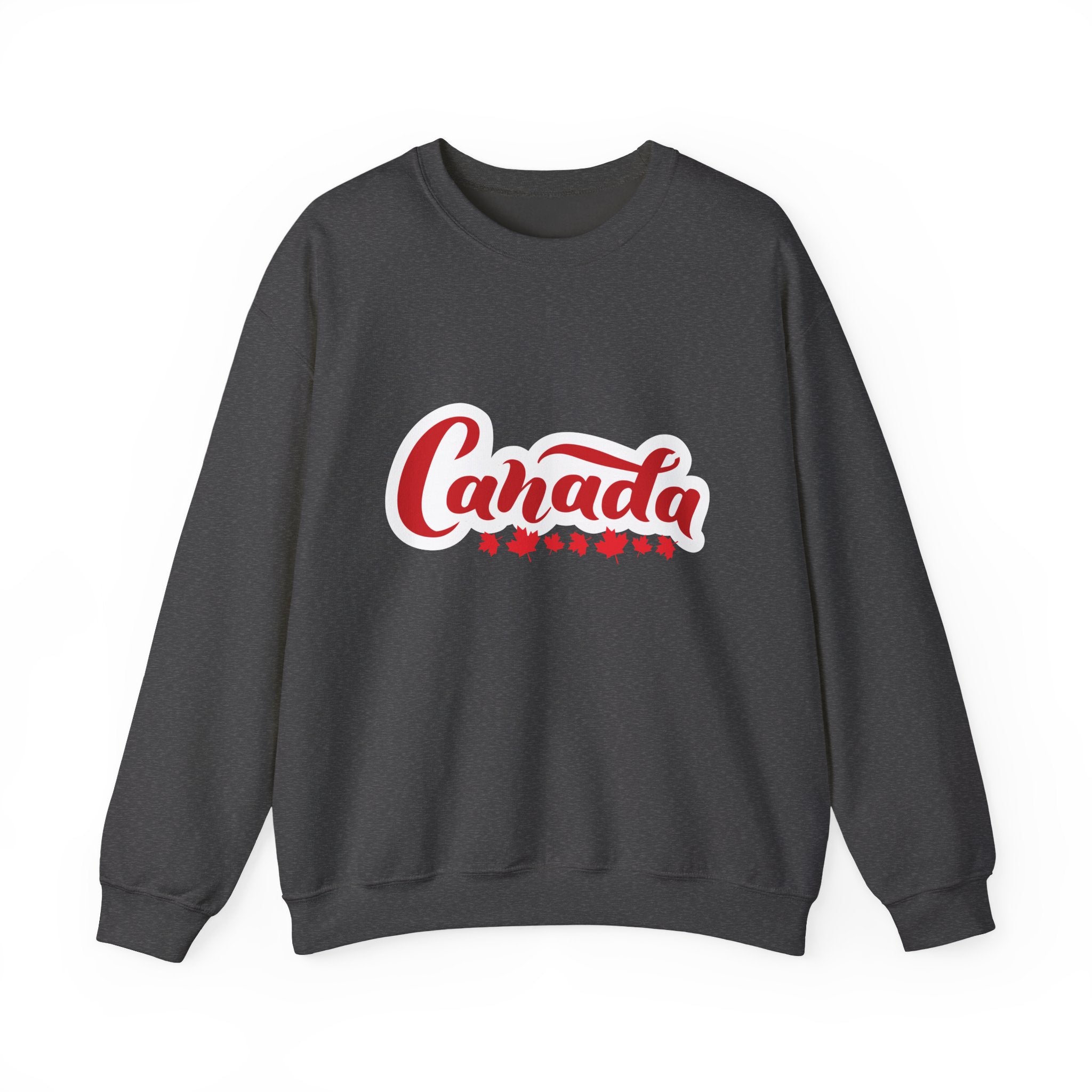 Canada Script Crewneck Sweatshirt – Red Maple Leaf Graphic Unisex Sweatshirt