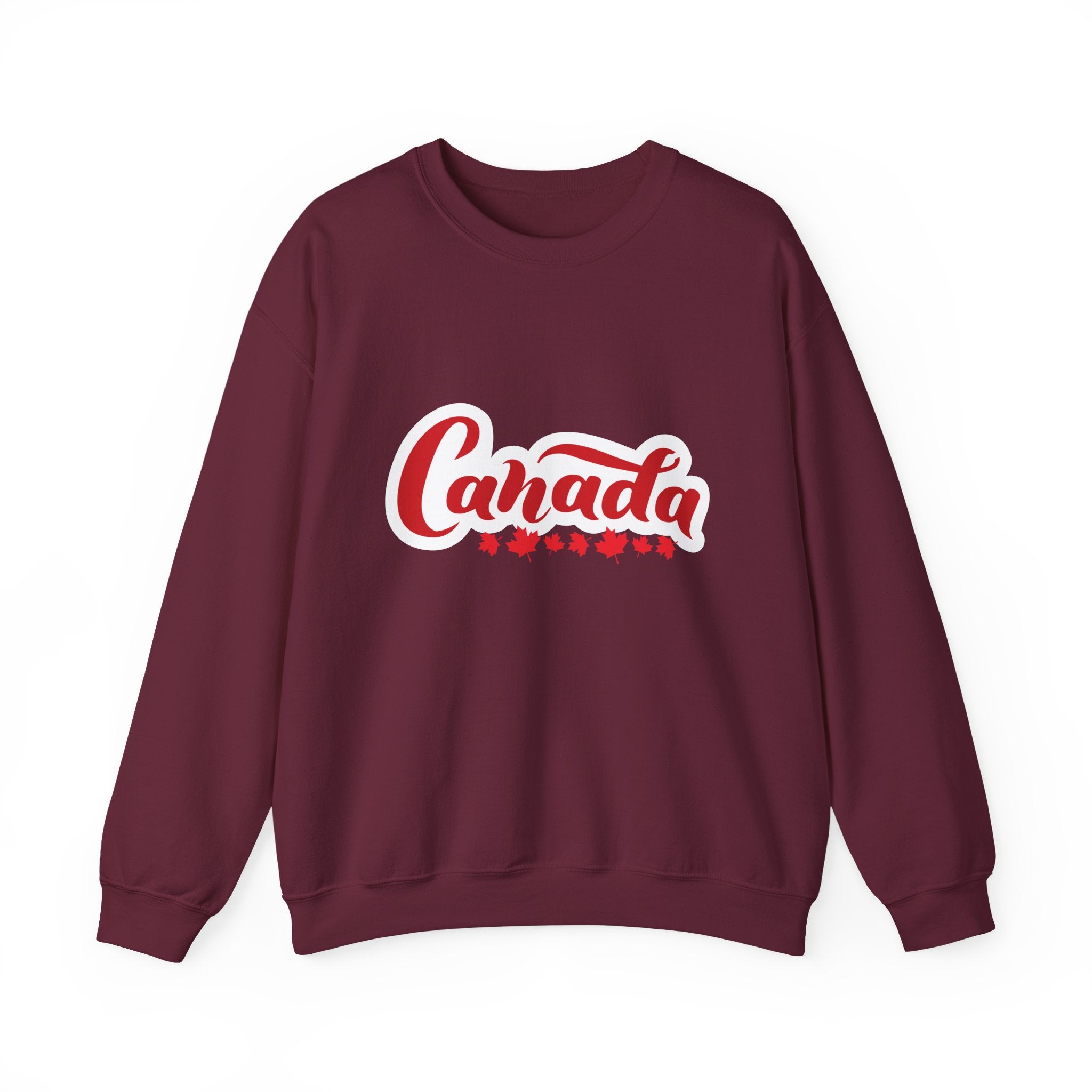 Canada Script Crewneck Sweatshirt – Red Maple Leaf Graphic Unisex Sweatshirt