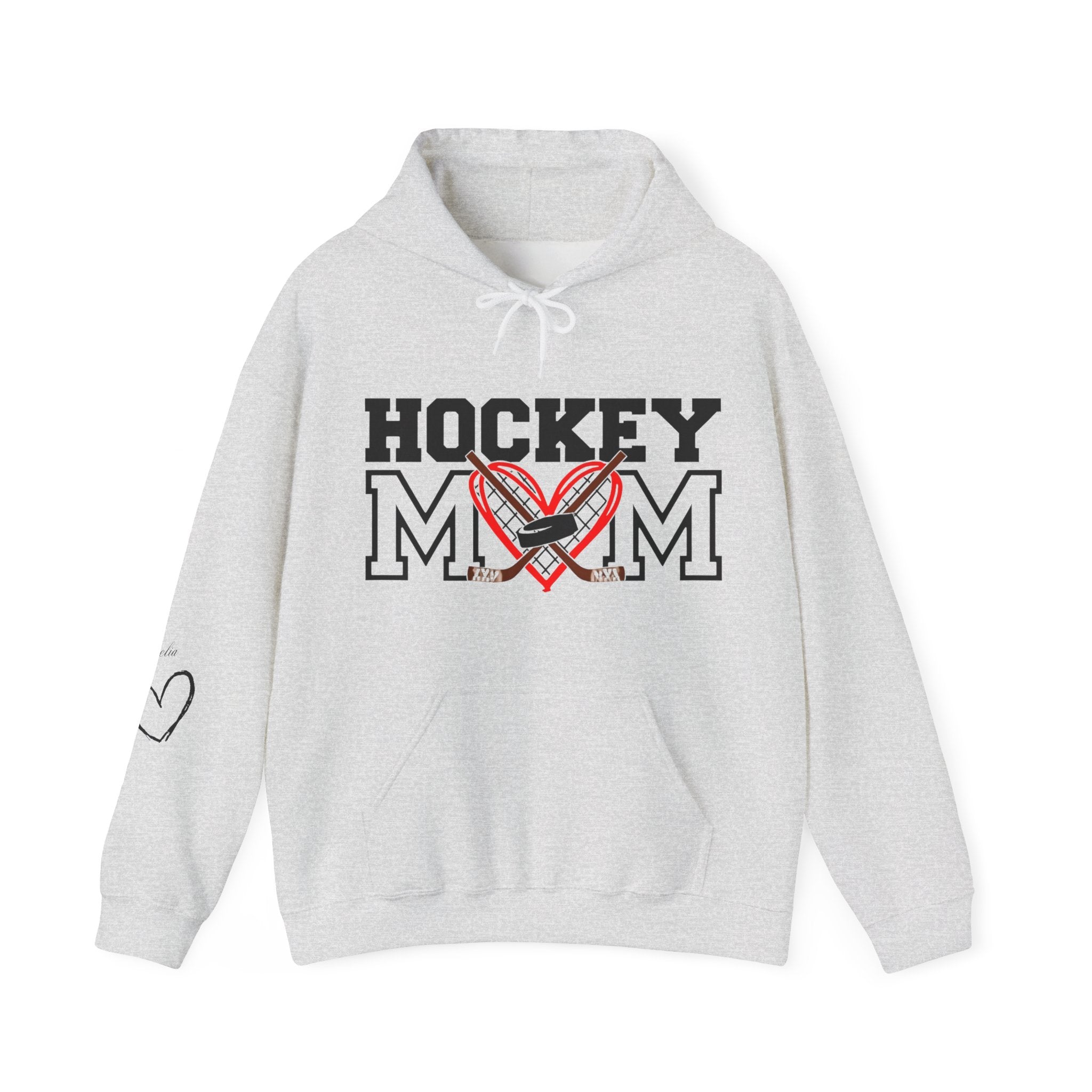 Personalized Hockey Mom Hoodie – Heart & Crossed Sticks Pullover