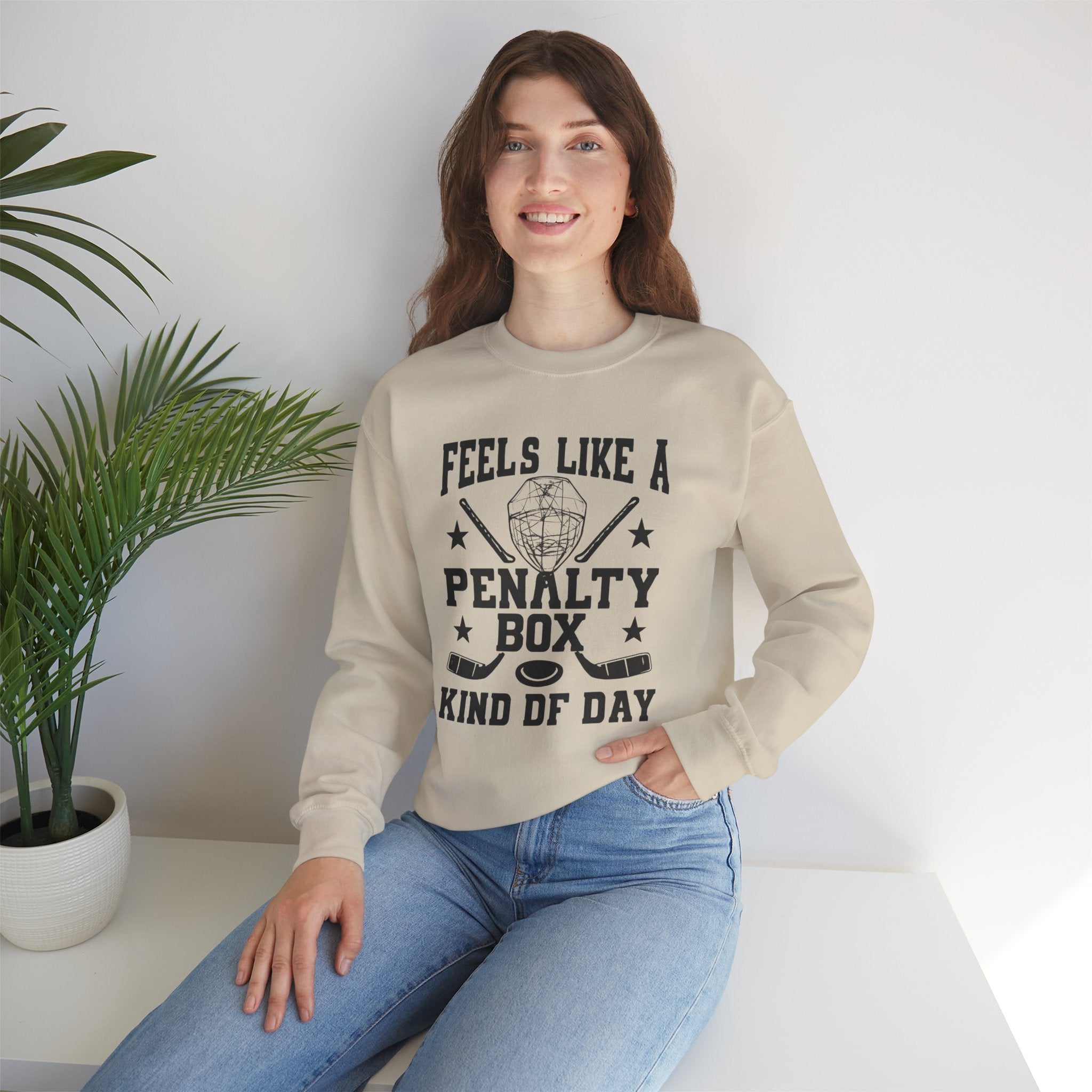 "Feels Like a Penalty Box Kind of Day" Hockey Sweatshirt – Hockey Crewneck Pullover – Perfect Gift for Hockey Fans