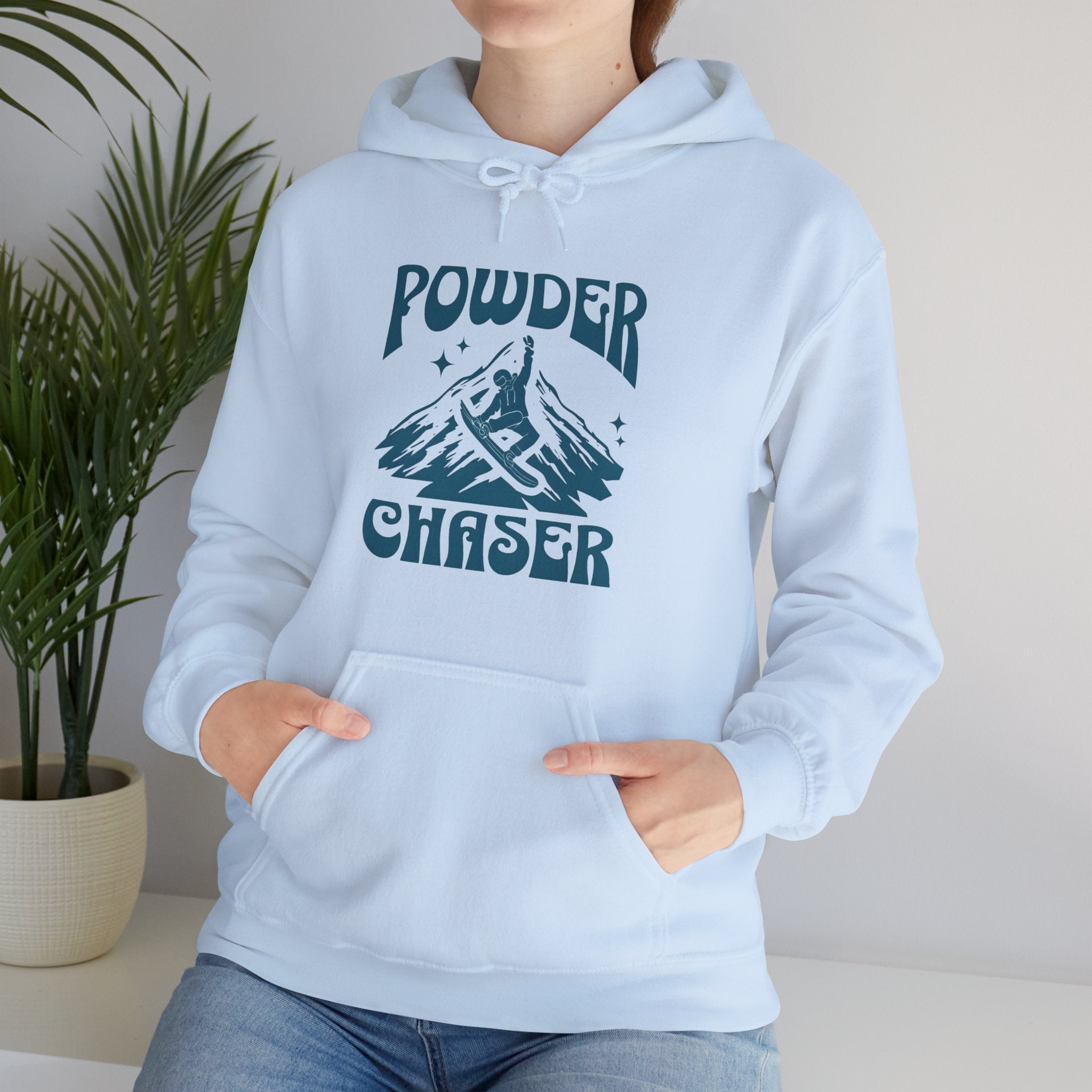 Powder Chaser Hoodie – Unisex Heavy Blend™ Snowboard Design Sweatshirt
