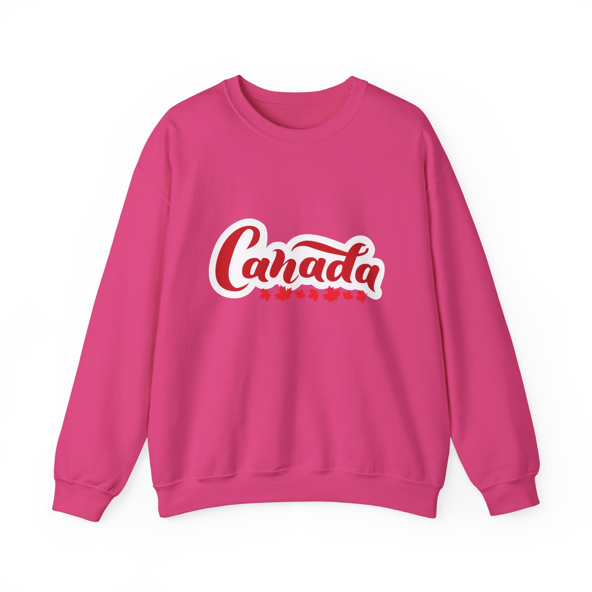 Canada Script Crewneck Sweatshirt – Red Maple Leaf Graphic Unisex Sweatshirt