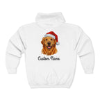 Custom Dog Zip Hoodie – Personalized Golden Retriever Holiday Sweatshirt with Name