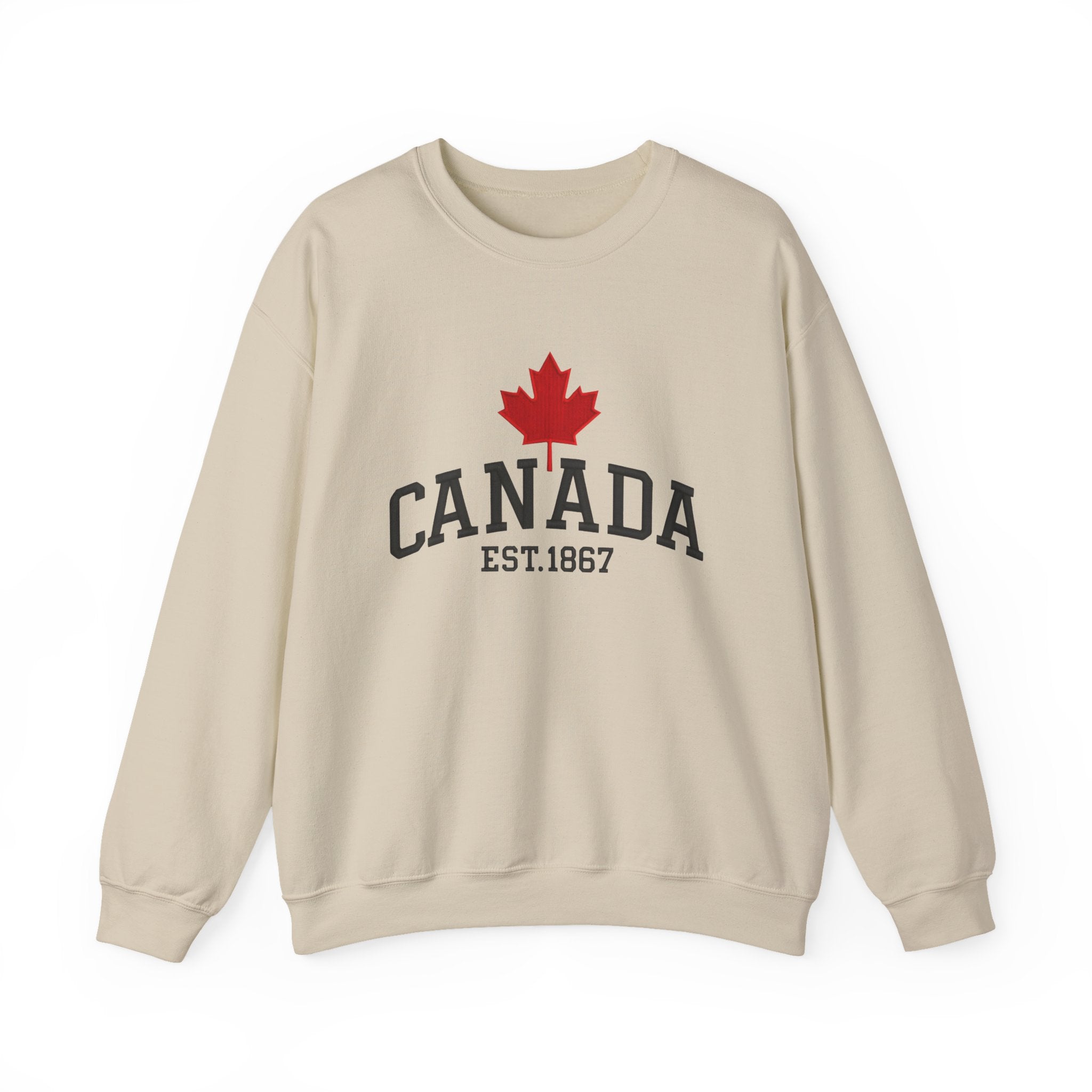 Embroidered Canada Crewneck Sweatshirt, Maple Leaf Gift Canada
