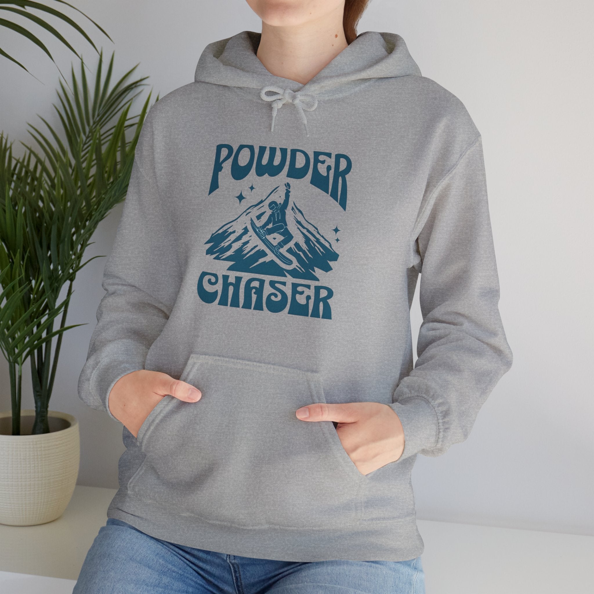 Powder Chaser Hoodie – Unisex Heavy Blend™ Snowboard Design Sweatshirt