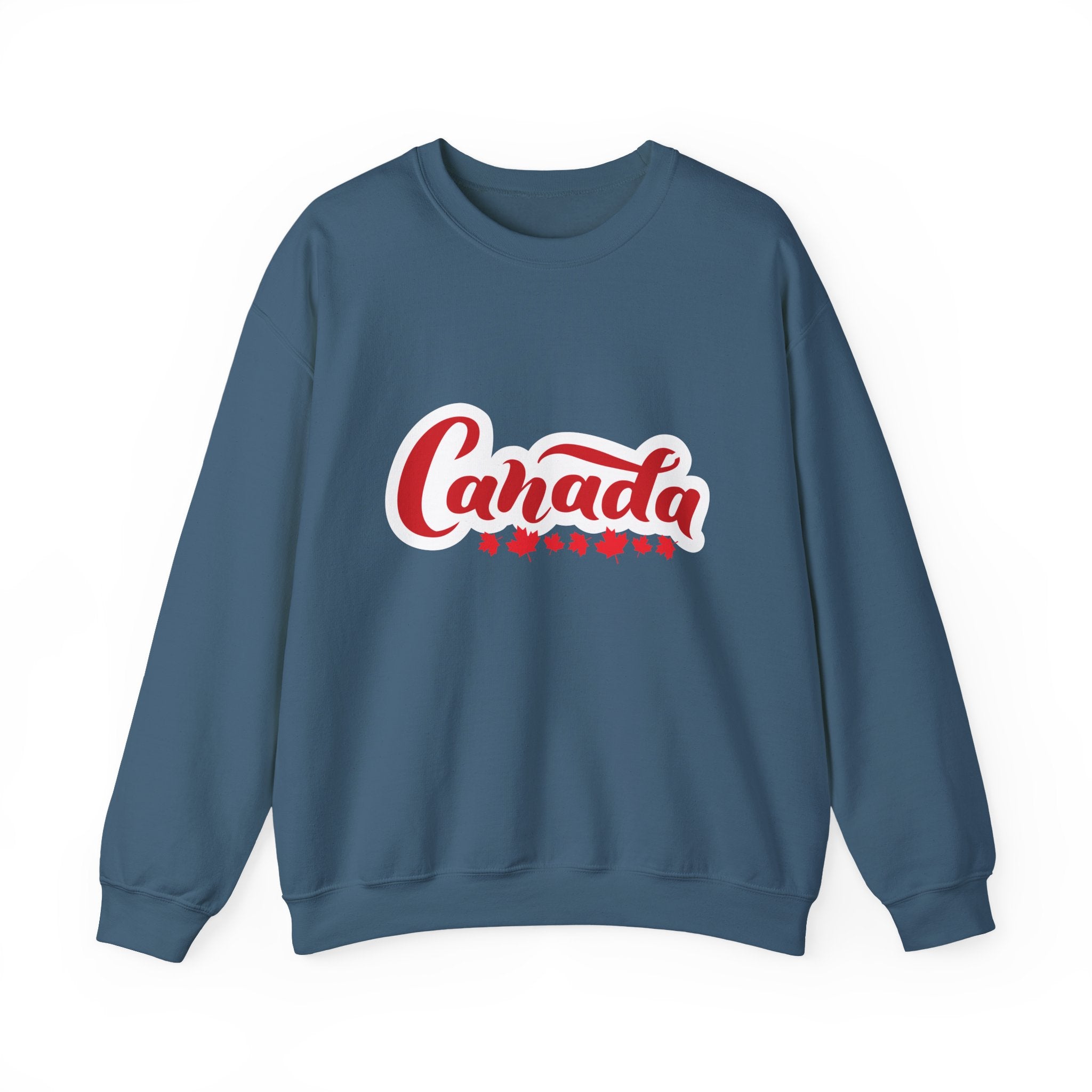 Canada Script Crewneck Sweatshirt – Red Maple Leaf Graphic Unisex Sweatshirt