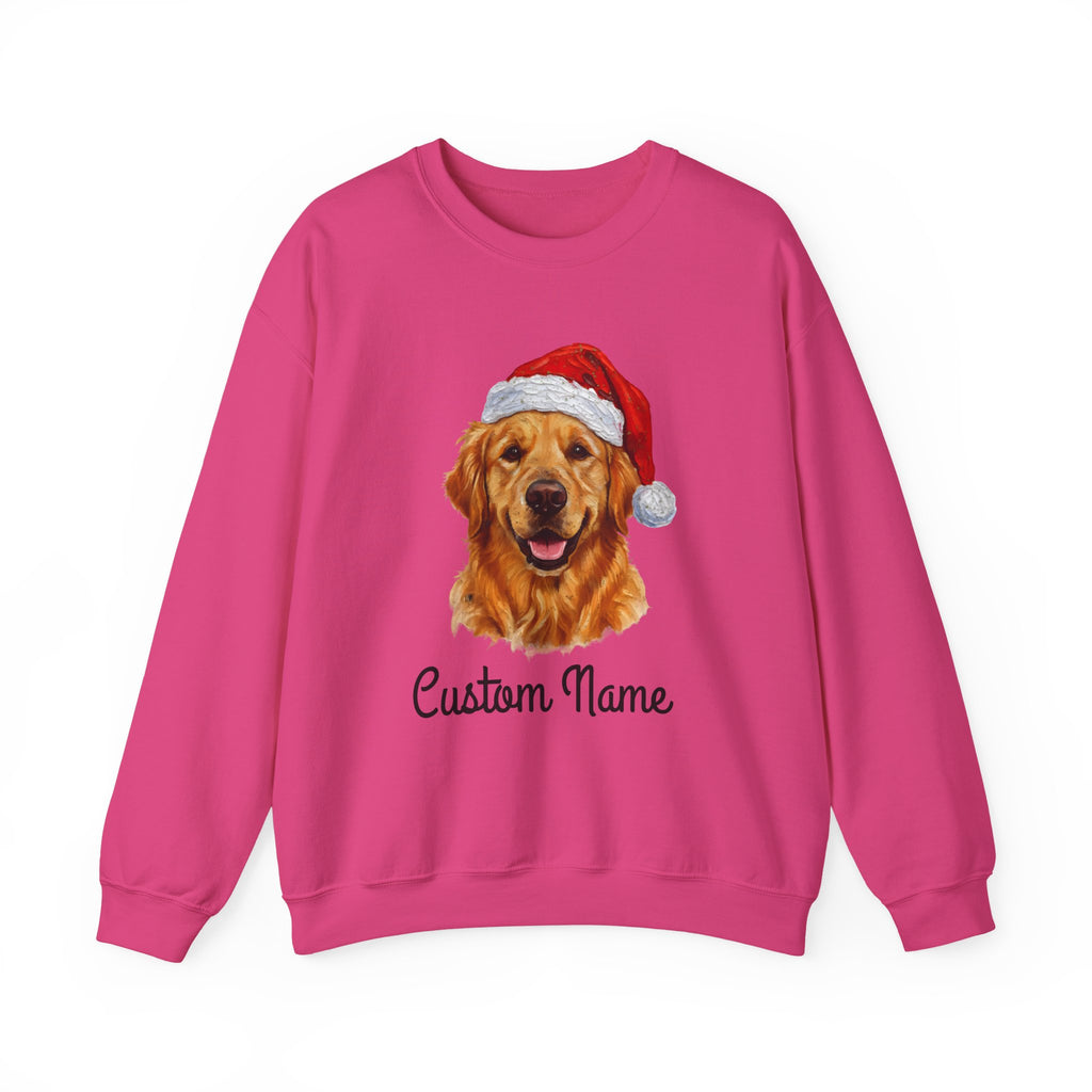 Custom Dog Zip Sweatshirt – Personalized Golden Retriever Holiday Sweatshirt with Name