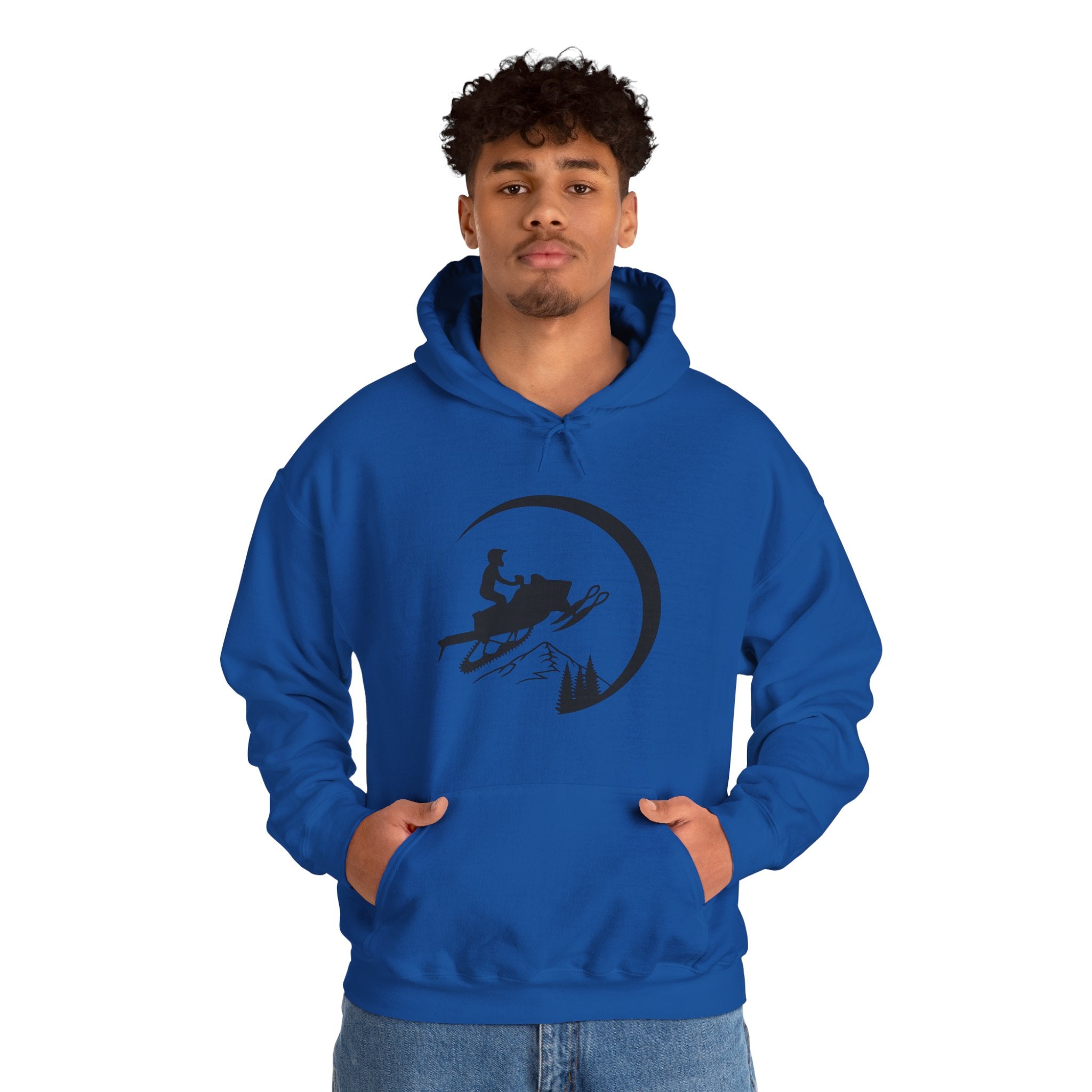 Snowmobile Moon Hoodie – Snowmobiling Silhouette Winter Pullover