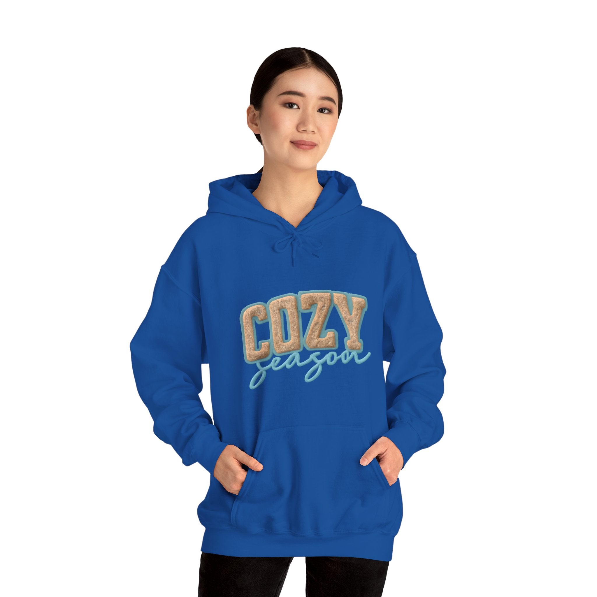 Cozy Season Hoodie – Retro Plaid "Cozy Season" Pullover Hooded Sweatshirt – Perfect for Fall & Winter