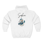 Custom Name Snowman Full Zip Hoodie – Personalized Holiday Snowman Premium Sweatshirt
