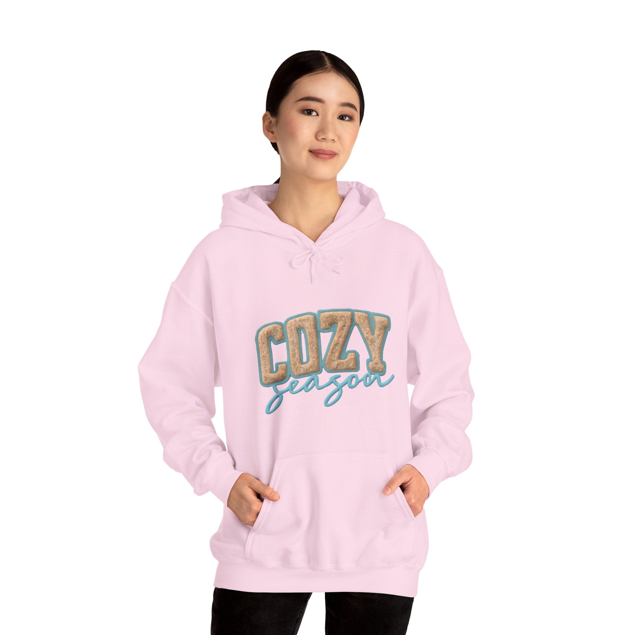 Cozy Season Hoodie – Retro Plaid "Cozy Season" Pullover Hooded Sweatshirt – Perfect for Fall & Winter