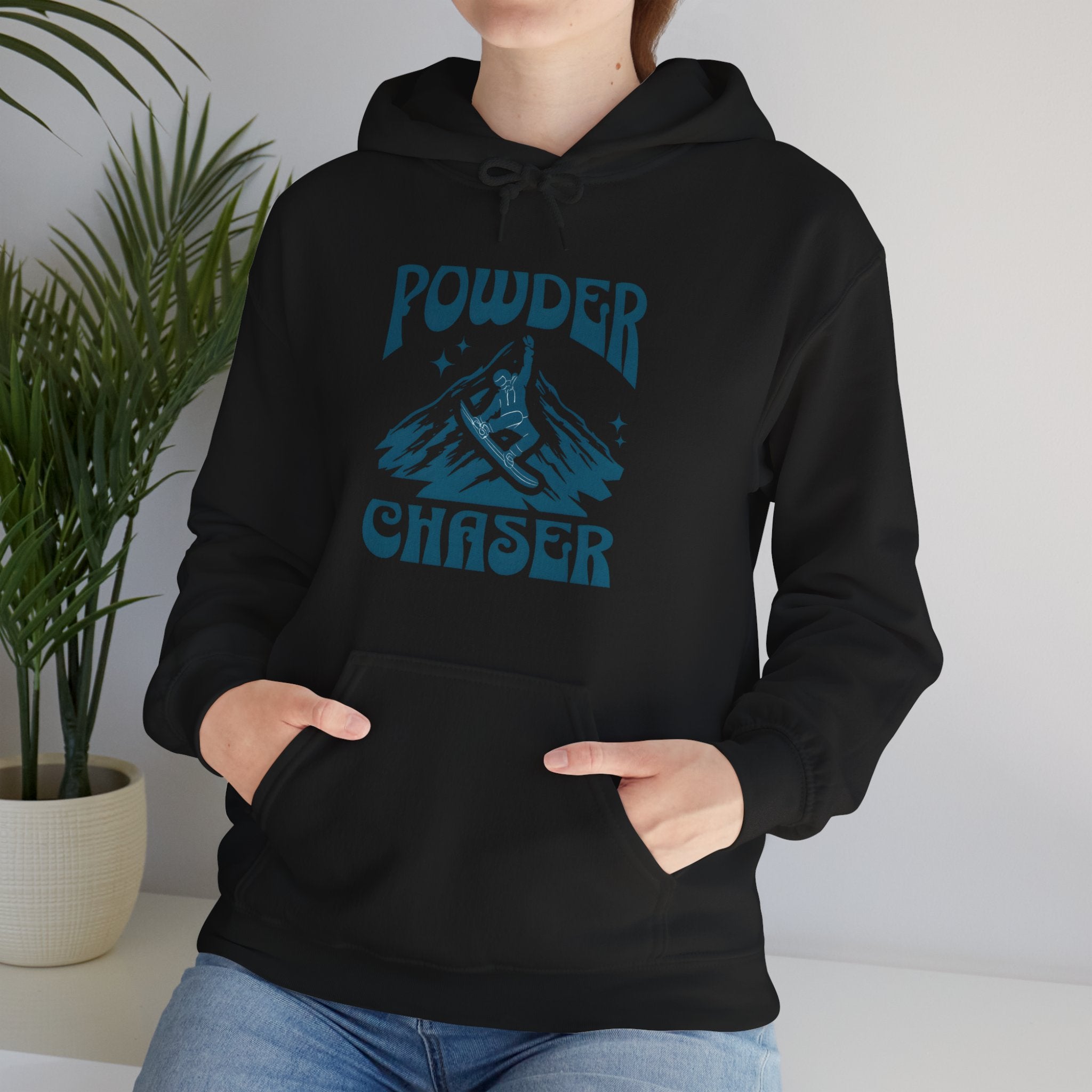 Powder Chaser Hoodie – Unisex Heavy Blend™ Snowboard Design Sweatshirt