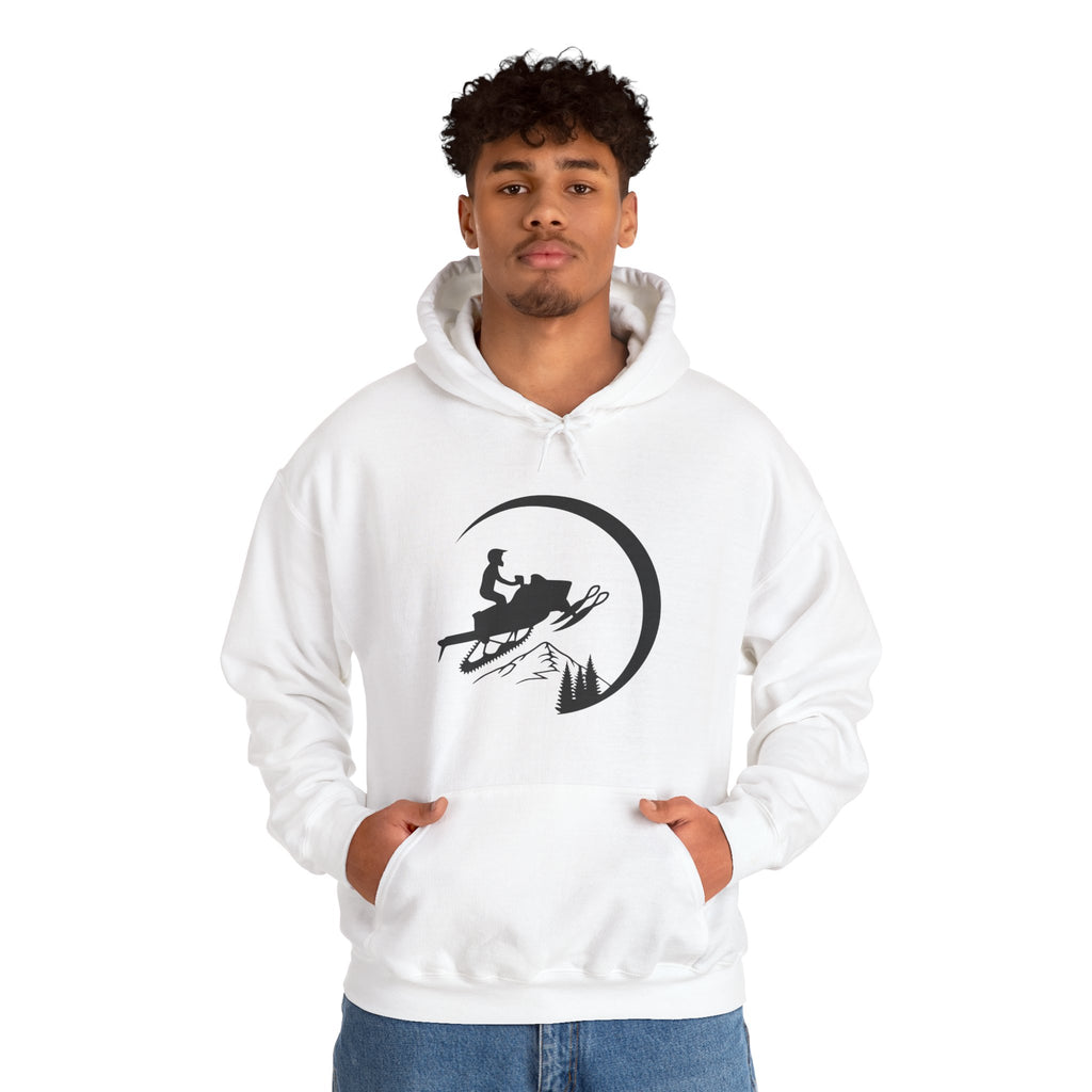 Snowmobile Moon Hoodie – Snowmobiling Silhouette Winter Pullover