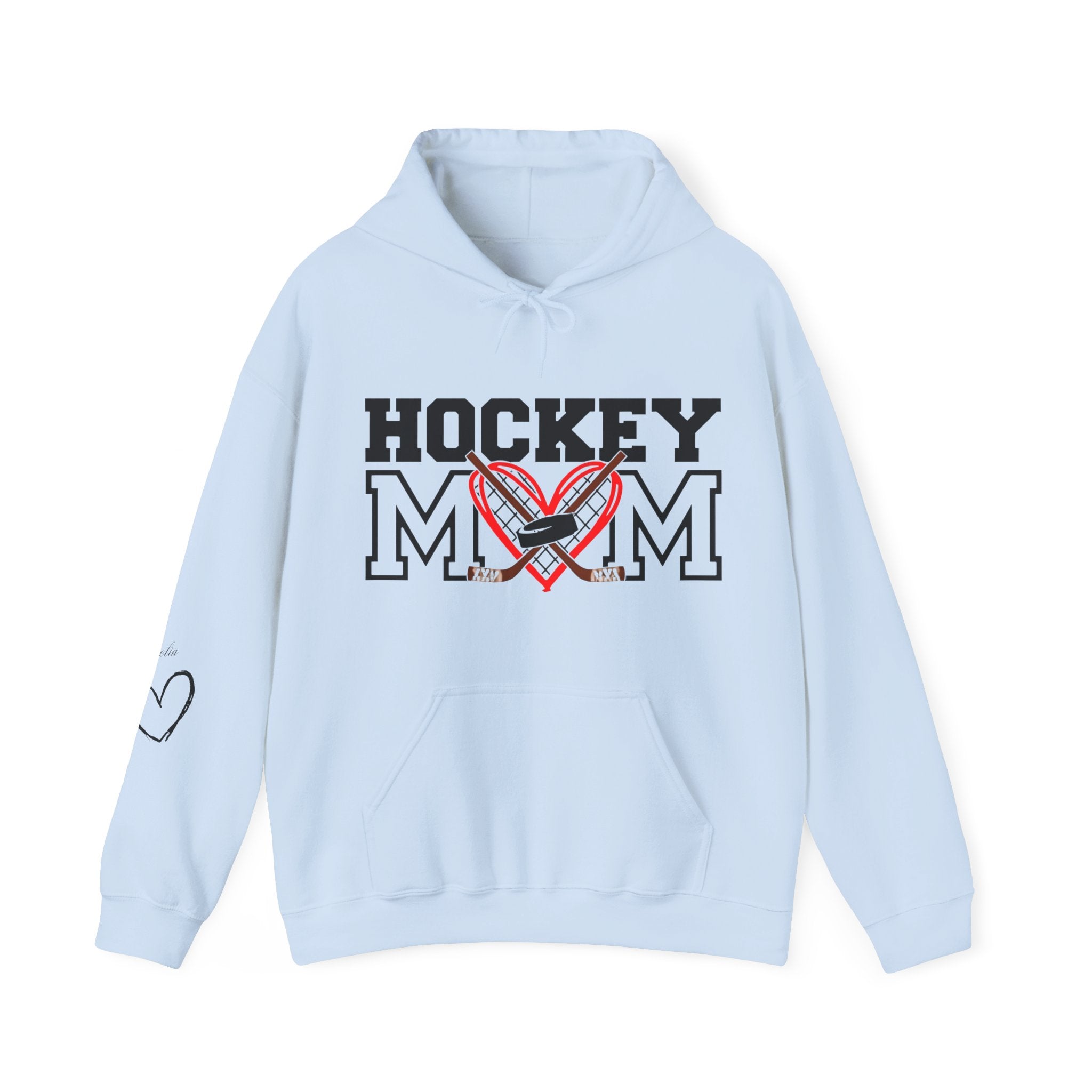 Personalized Hockey Mom Hoodie – Heart & Crossed Sticks Pullover