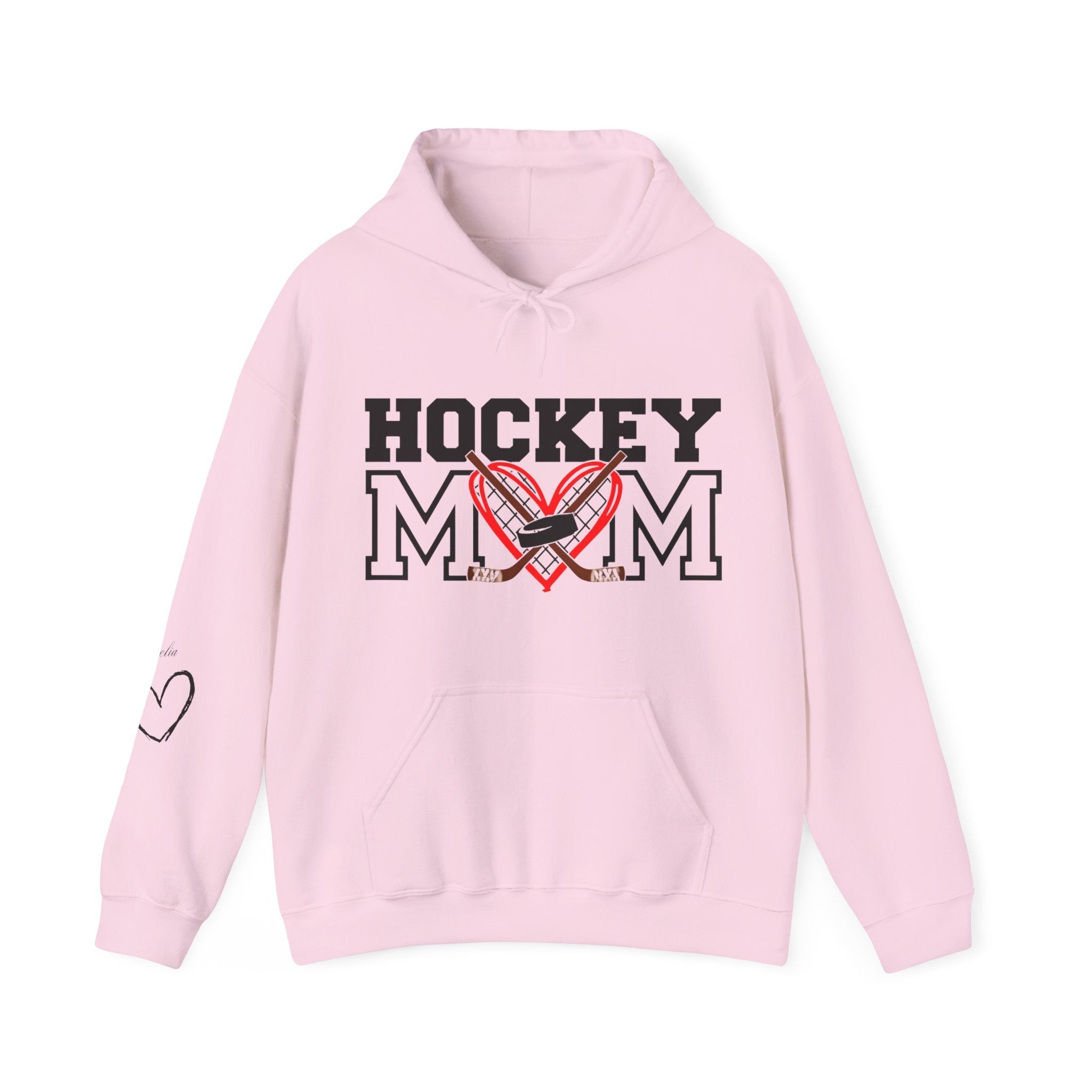 Personalized Hockey Mom Hoodie – Heart & Crossed Sticks Pullover