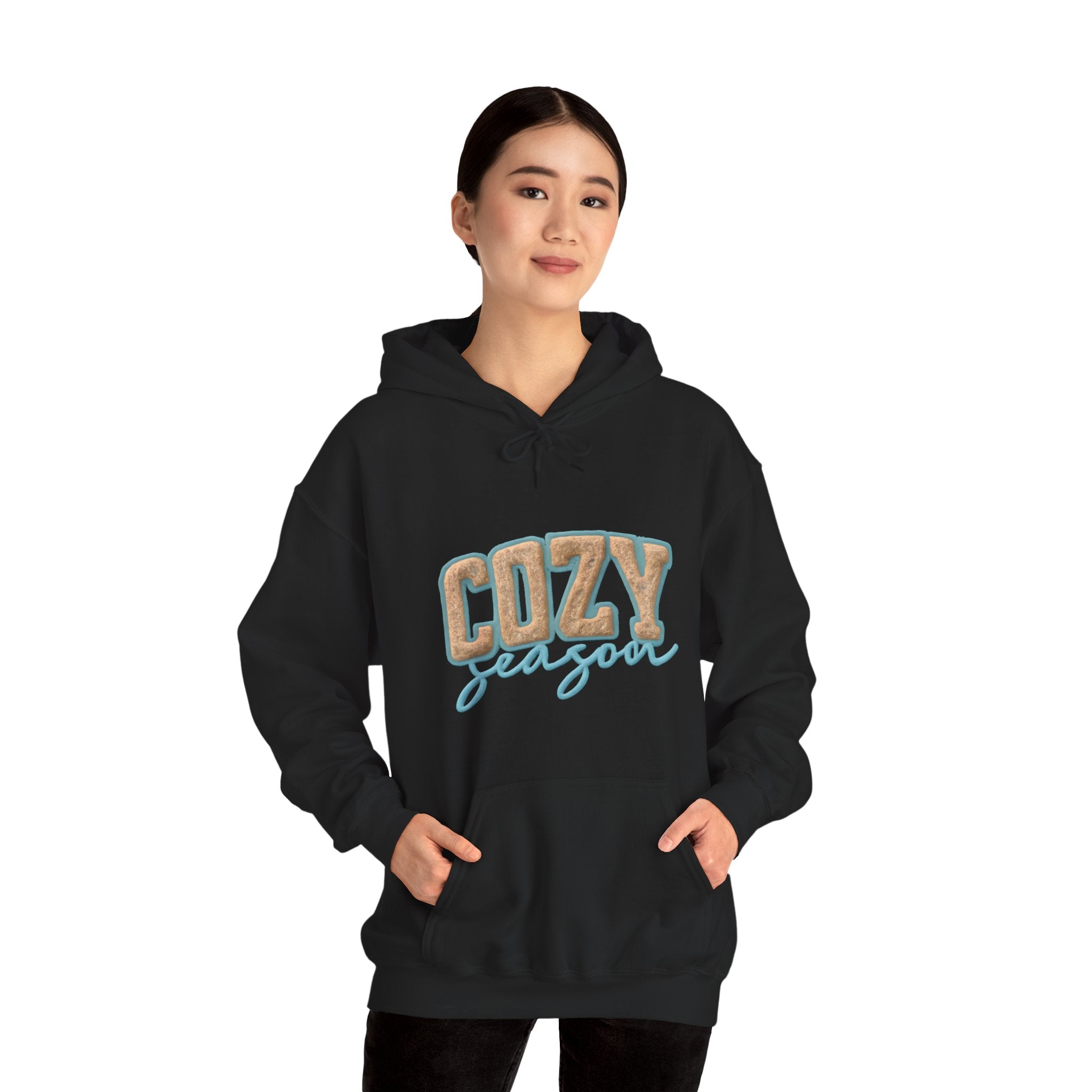 Cozy Season Hoodie – Retro Plaid "Cozy Season" Pullover Hooded Sweatshirt – Perfect for Fall & Winter