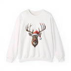 Christmas Reindeer Crewneck Sweatshirt – Santa Hat & Red Nose Holiday Sweater