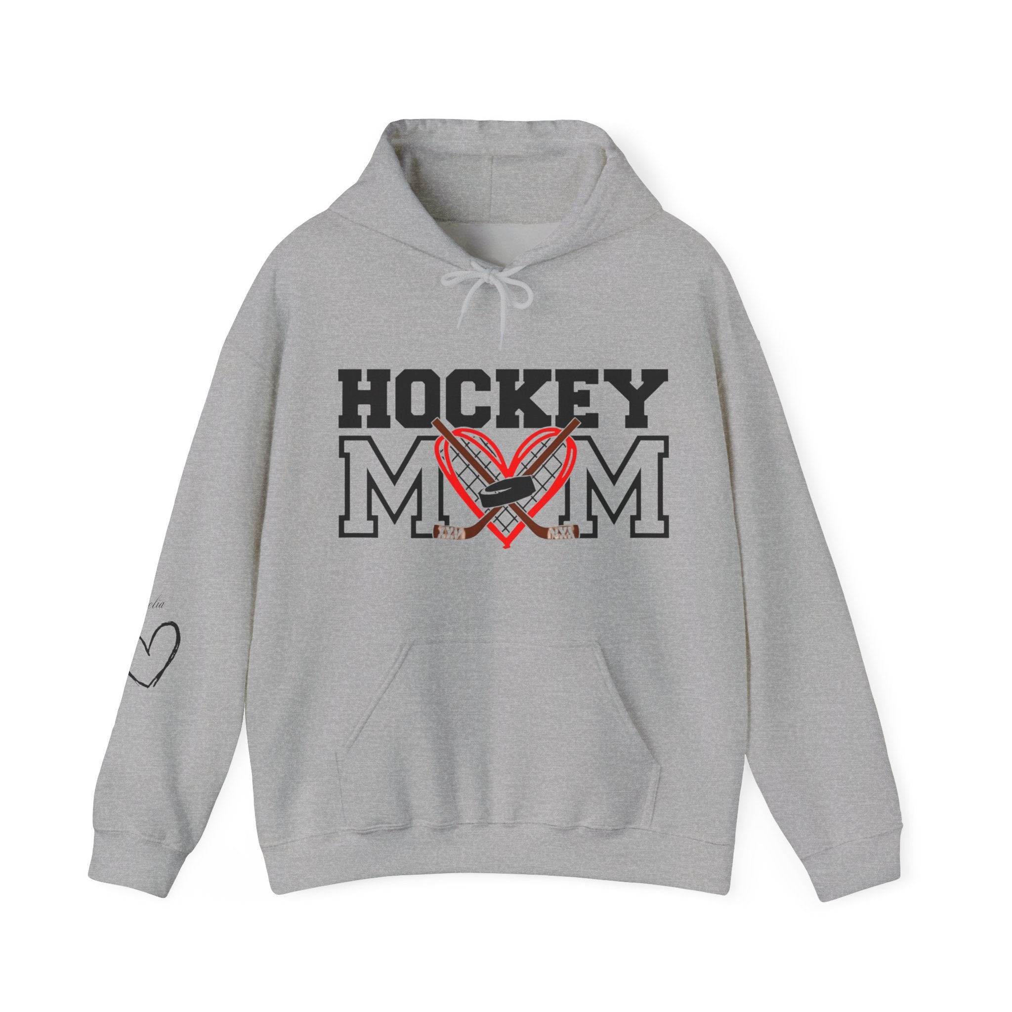 Personalized Hockey Mom Hoodie – Heart & Crossed Sticks Pullover