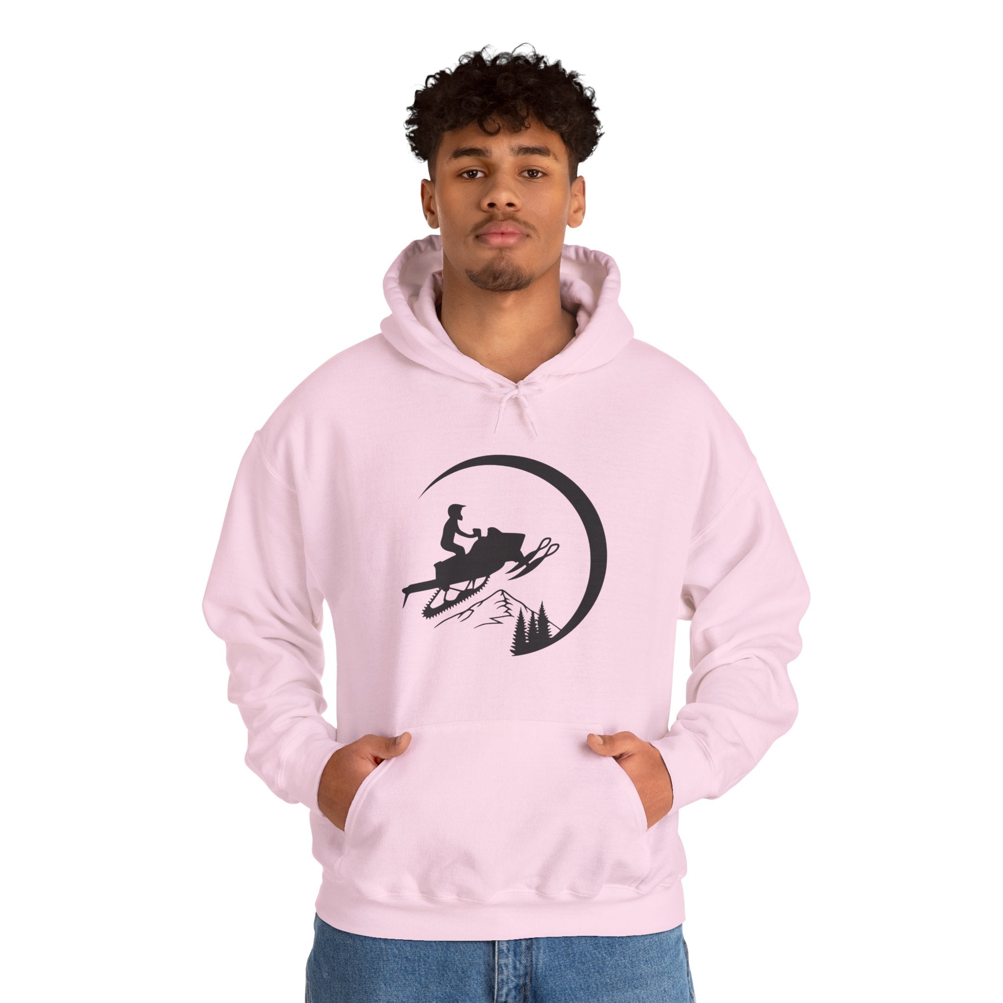 Snowmobile Moon Hoodie – Snowmobiling Silhouette Winter Pullover