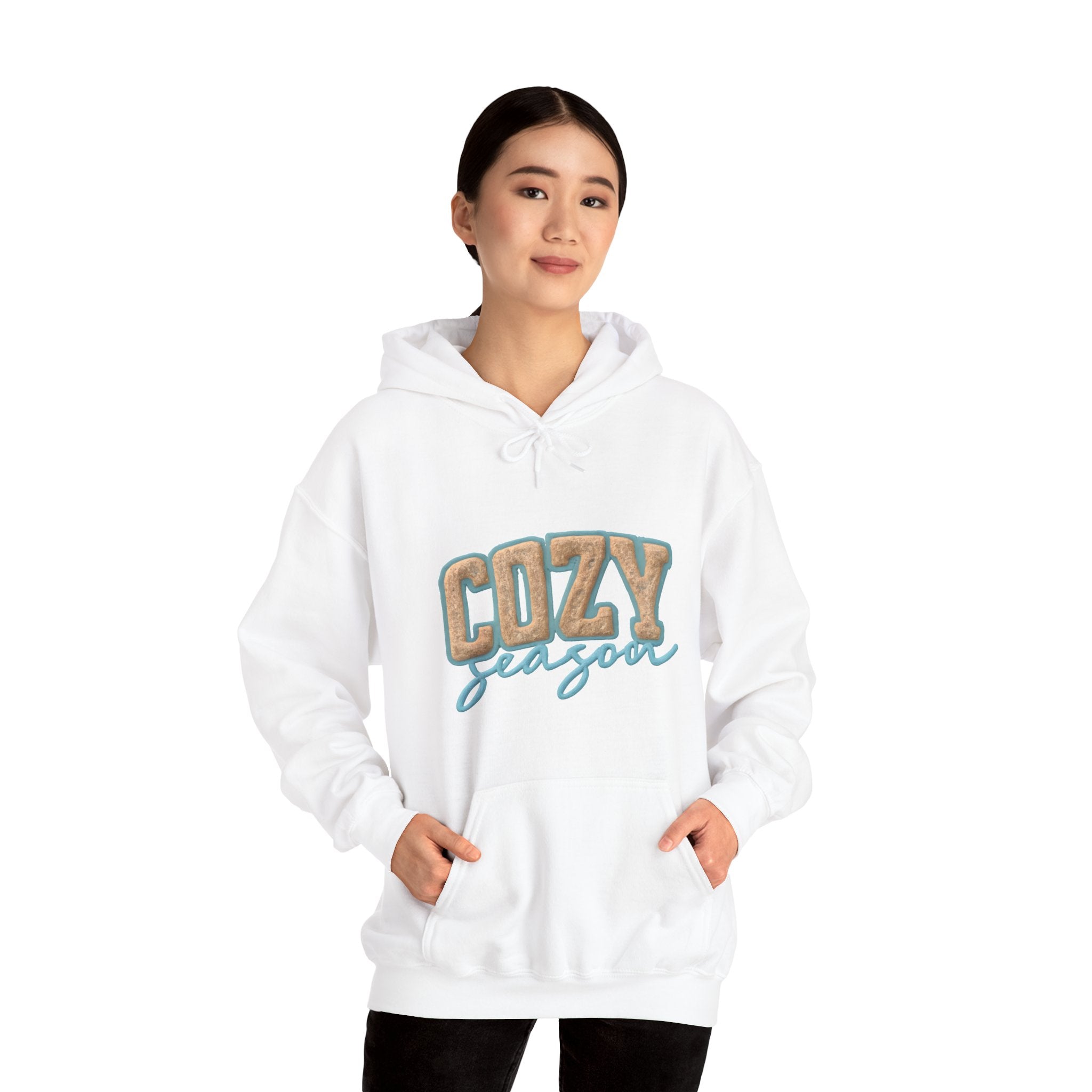 Cozy Season Hoodie – Retro Plaid "Cozy Season" Pullover Hooded Sweatshirt – Perfect for Fall & Winter