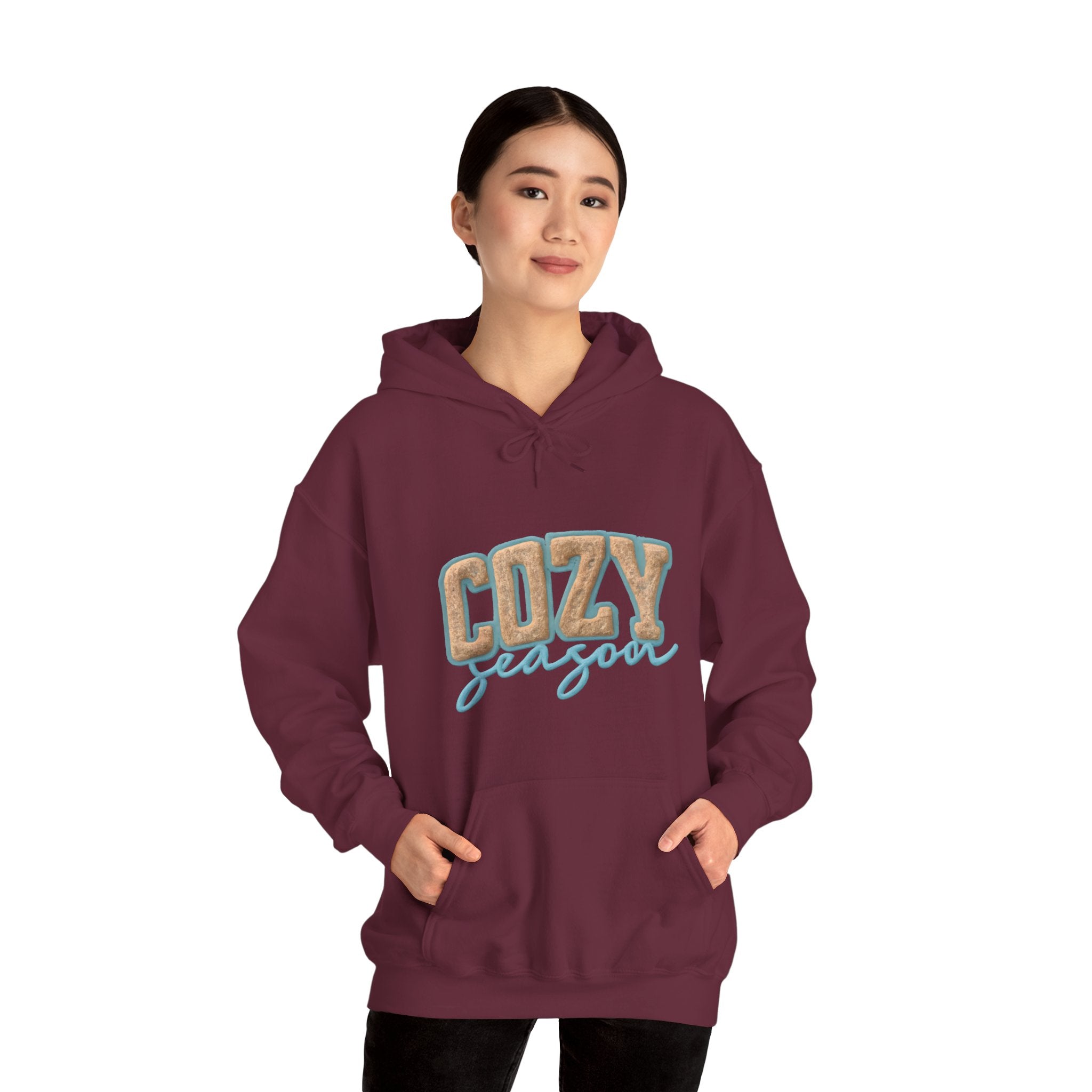 Cozy Season Hoodie – Retro Plaid "Cozy Season" Pullover Hooded Sweatshirt – Perfect for Fall & Winter