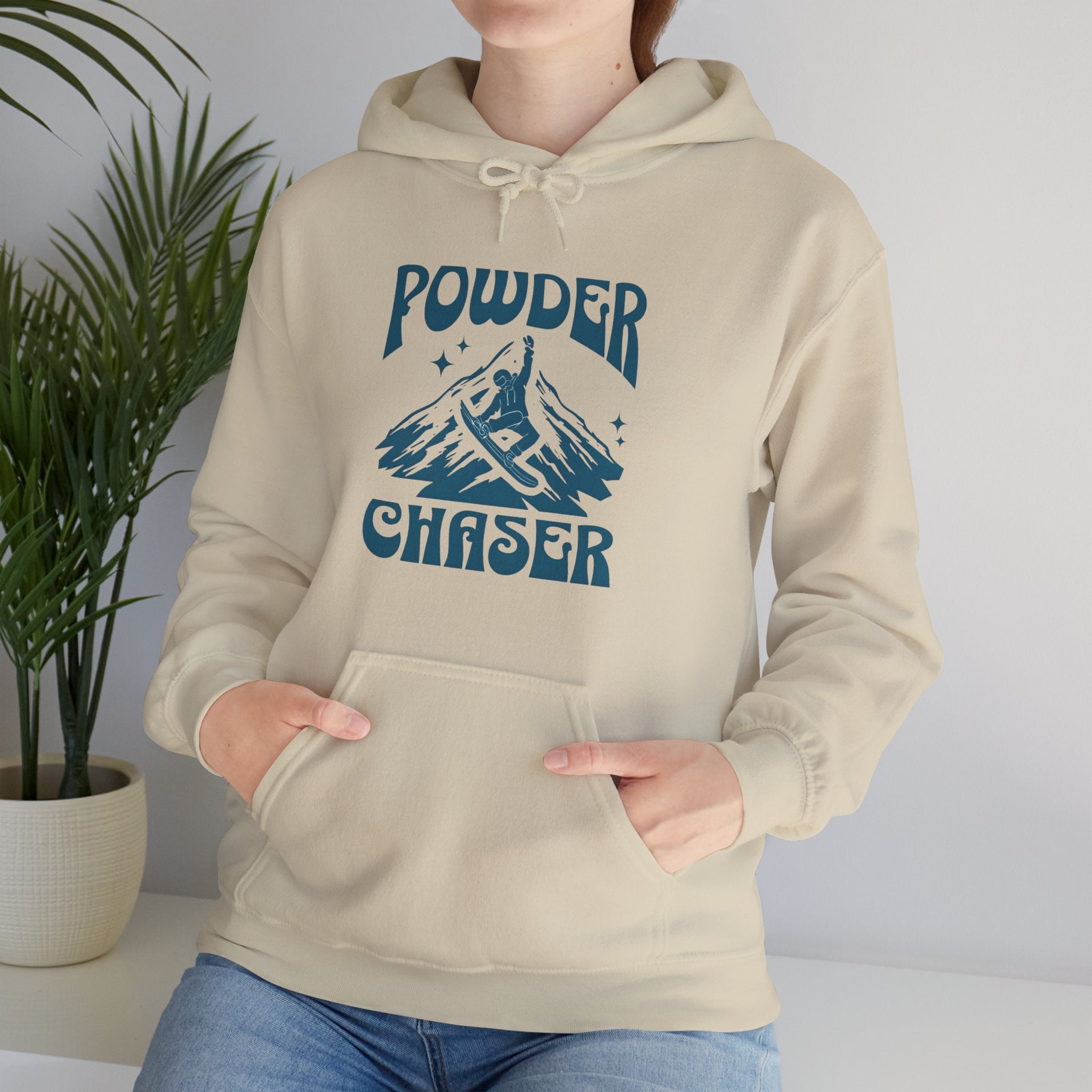 Powder Chaser Hoodie – Unisex Heavy Blend™ Snowboard Design Sweatshirt