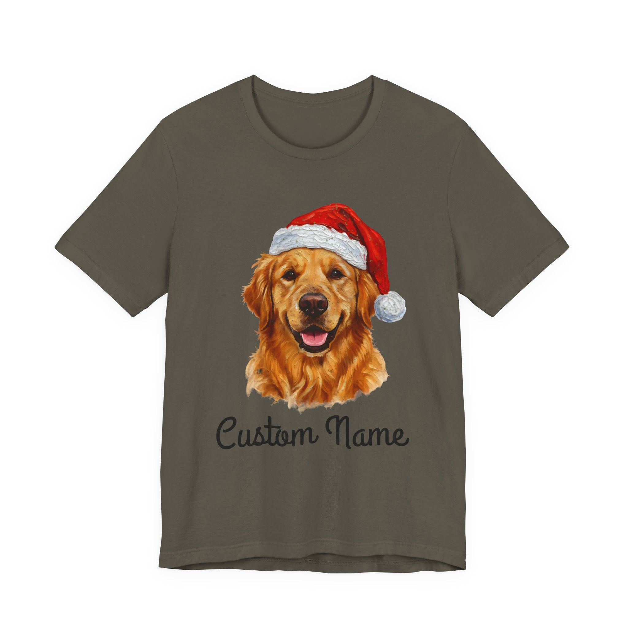 Custom Dog Zip T-Shirt – Personalized Golden Retriever Holiday Tee with Name