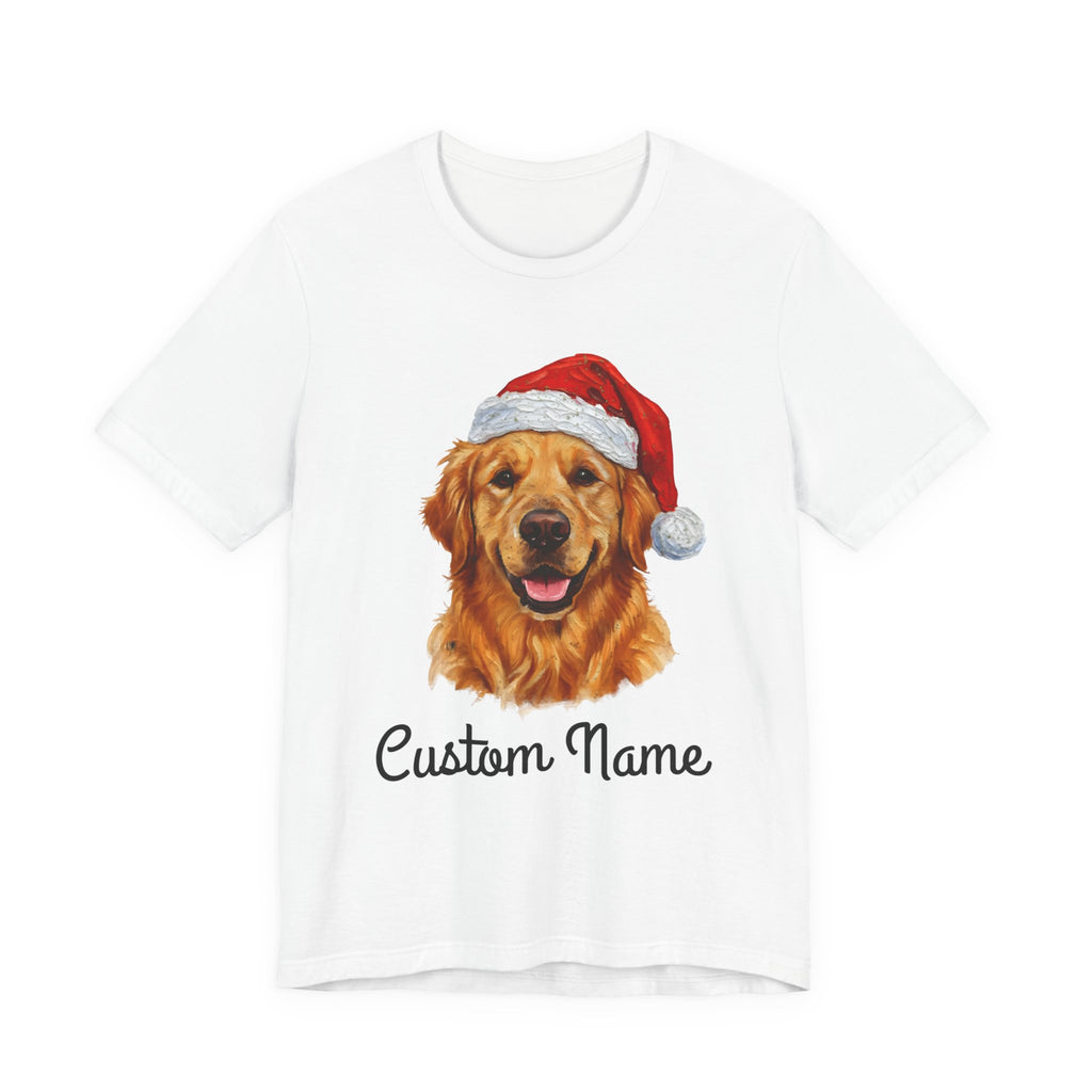 Custom Dog Zip T-Shirt – Personalized Golden Retriever Holiday Tee with Name