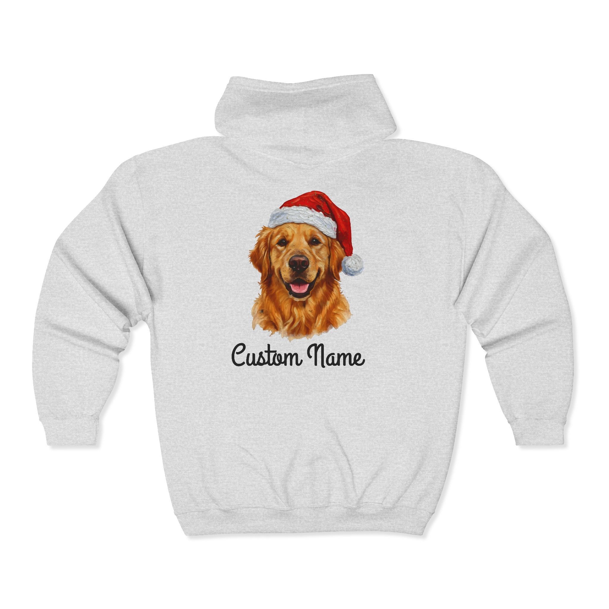 Custom Dog Zip Hoodie – Personalized Golden Retriever Holiday Sweatshirt with Name