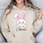 Unisex Personalized Pink Bunny Hoodie – Custom Name Cute Bunny Sweatshirt