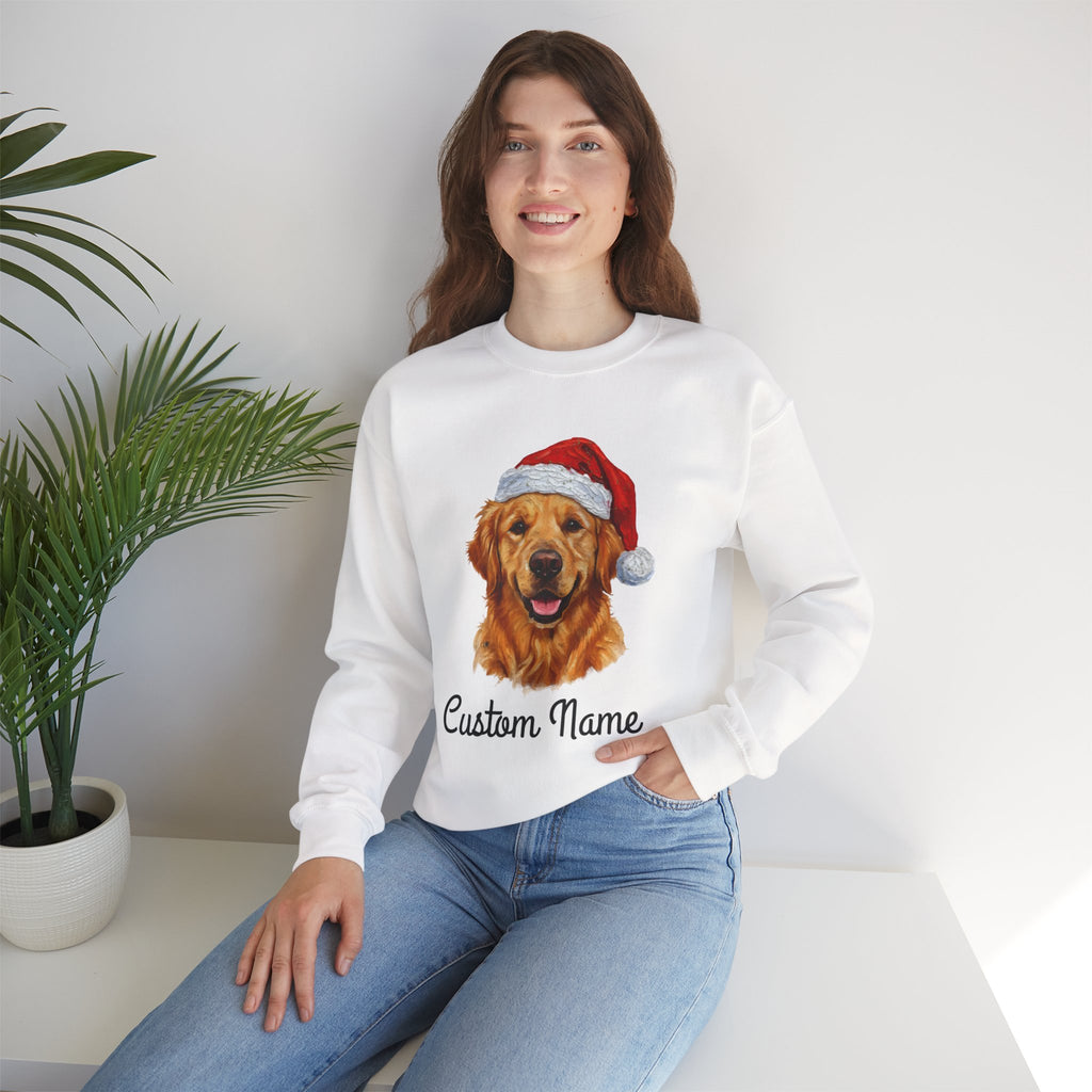 Custom Dog Zip Sweatshirt – Personalized Golden Retriever Holiday Sweatshirt with Name