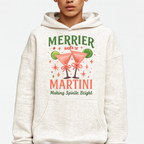 Merrier Martini Hoodie – Unisex Premium Holiday Pullover with Festive Cocktail Design