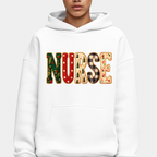 Nurse Camo Patchwork Hoodie – Three-Panel Fleece Pullover for Healthcare Workers