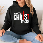 Christmas Cross Zip Hoodie – "Merry Christ-mas" Faith Holiday Sweatshirt – Custom Religious Christmas Apparel