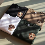 Custom Embroidered Pet Portrait Sweatshirt, Personalized Dog Cat Crewneck