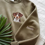Custom Embroidered Pet Portrait Sweatshirt, Personalized Dog Cat Crewneck