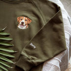 Custom Embroidered Pet Portrait Sweatshirt, Personalized Dog Cat Crewneck