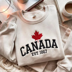 Embroidered Canada Crewneck Sweatshirt, Maple Leaf Gift Canada