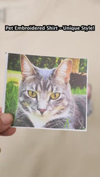 Custom Embroidered Pet Portrait Sweatshirt, Personalized Dog Cat Crewneck