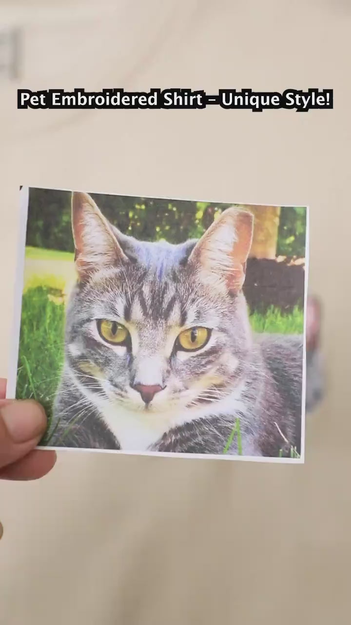 Custom Embroidered Pet Portrait Sweatshirt, Personalized Dog Cat Crewneck